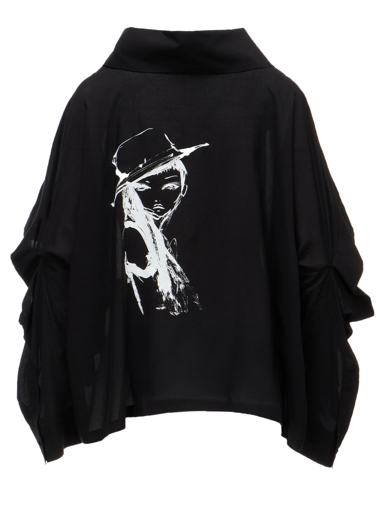 ERI PRINT SOFT LAWN ELBOW SLIT SHIRT