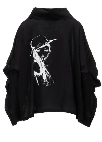 ERI PRINT SOFT LAWN ELBOW SLIT SHIRT