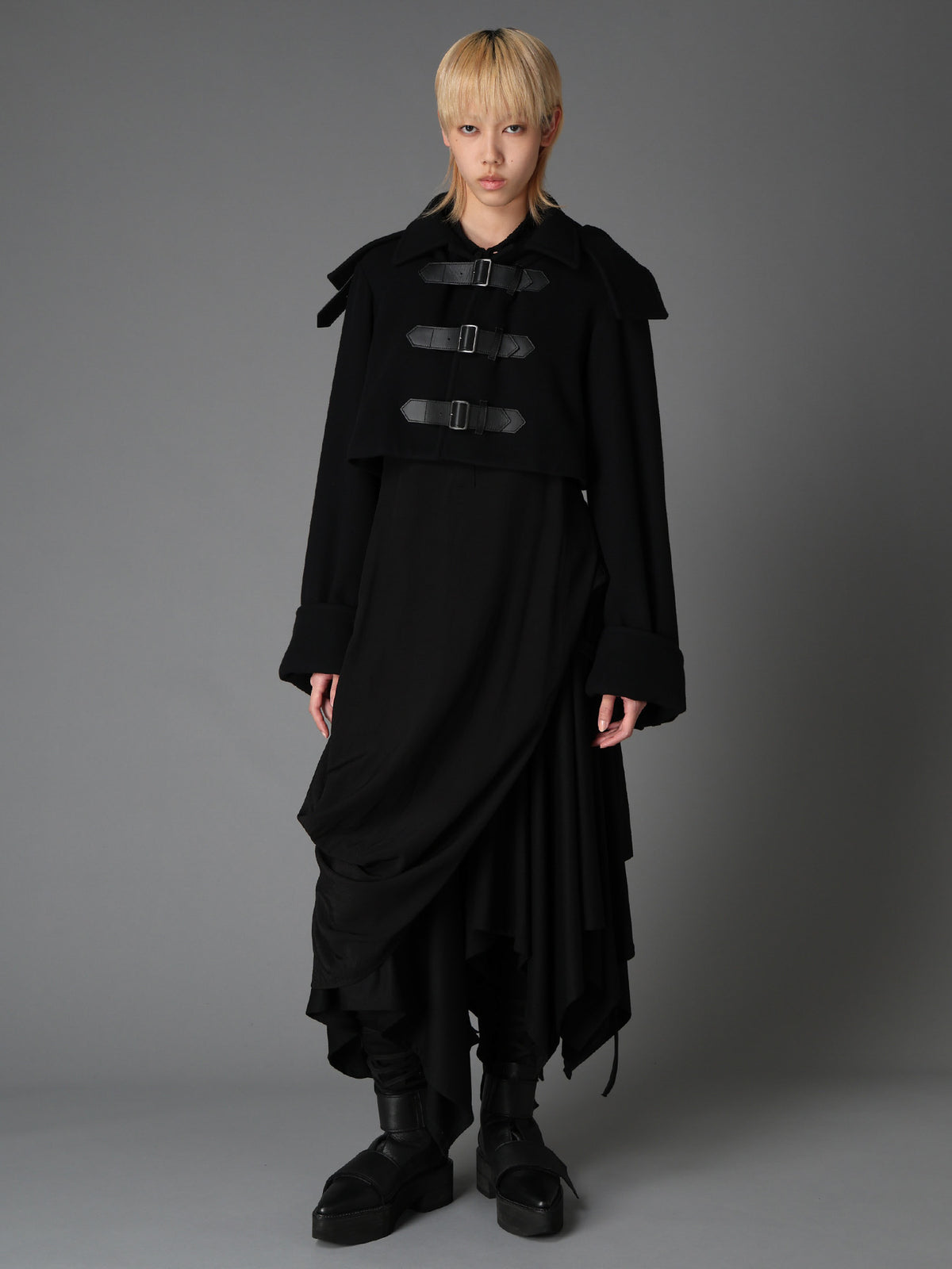 LIGHT MOSSER  BELTED SHORT COAT