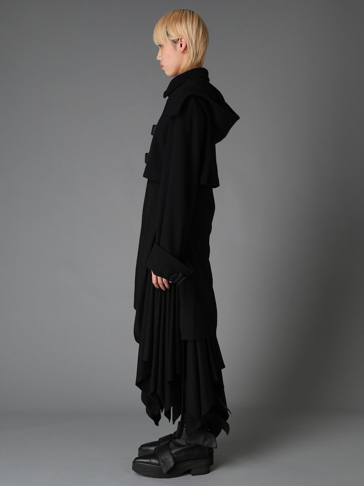 LIGHT MOSSER  BELTED SHORT COAT