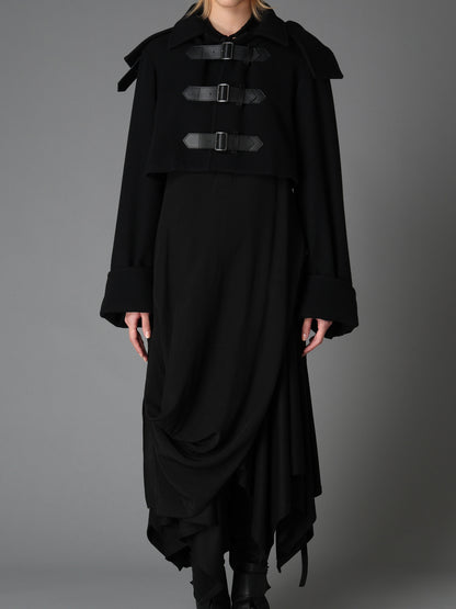 LIGHT MOSSER  BELTED SHORT COAT