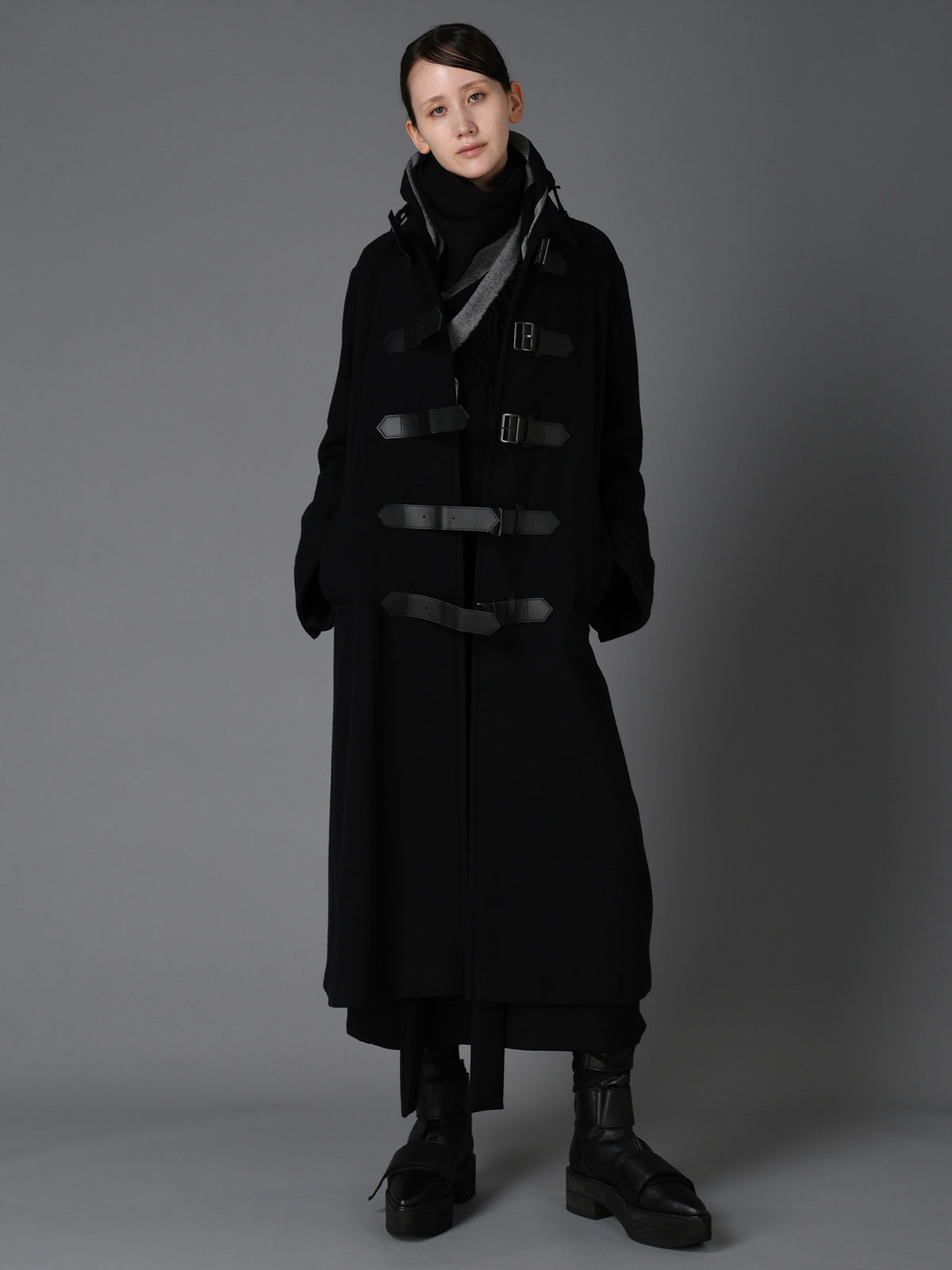 LIGHT MOSSER  BELTED LONG COAT