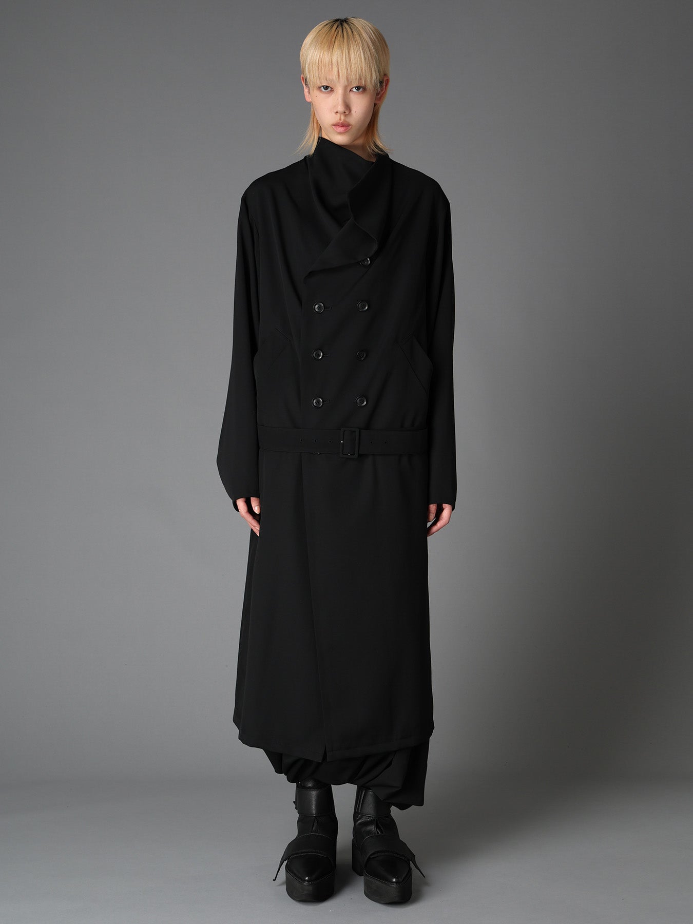 WOOL GABARDINE  KIMONO SLEEVE COAT