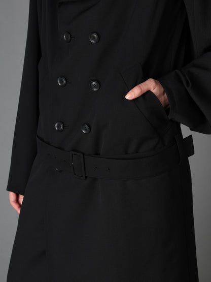 WOOL GABARDINE  KIMONO SLEEVE COAT