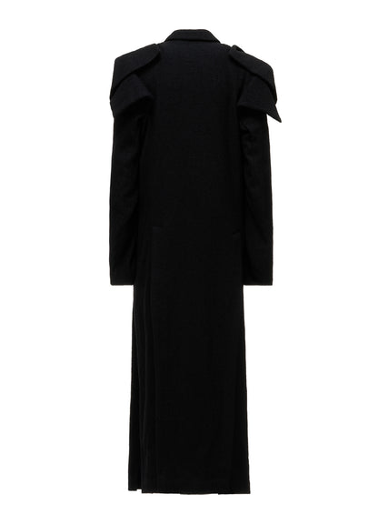 SHRINK SERGE PANELED SHOULDER LONG COAT