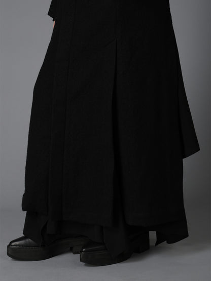 SHRINK SERGE PANELED SHOULDER LONG COAT