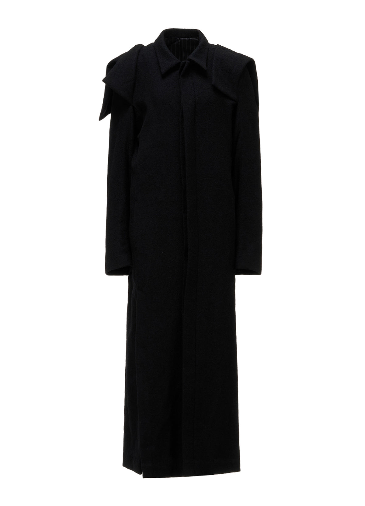 SHRINK SERGE PANELED SHOULDER LONG COAT