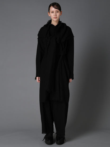 HERRINGBONE SCARF COLLAR COAT