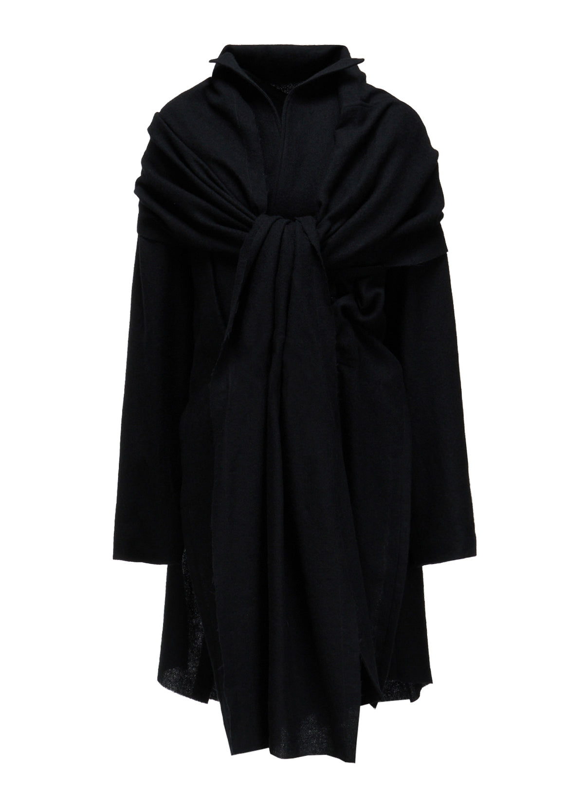 HERRINGBONE SCARF COLLAR COAT