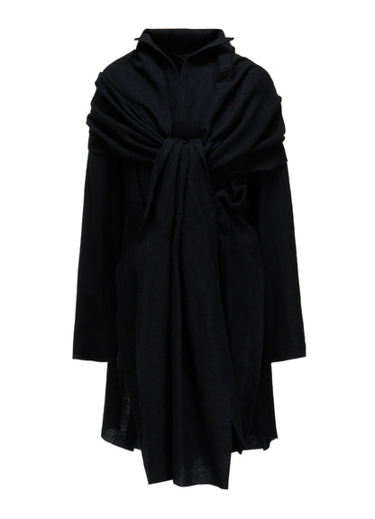 HERRINGBONE SCARF COLLAR COAT