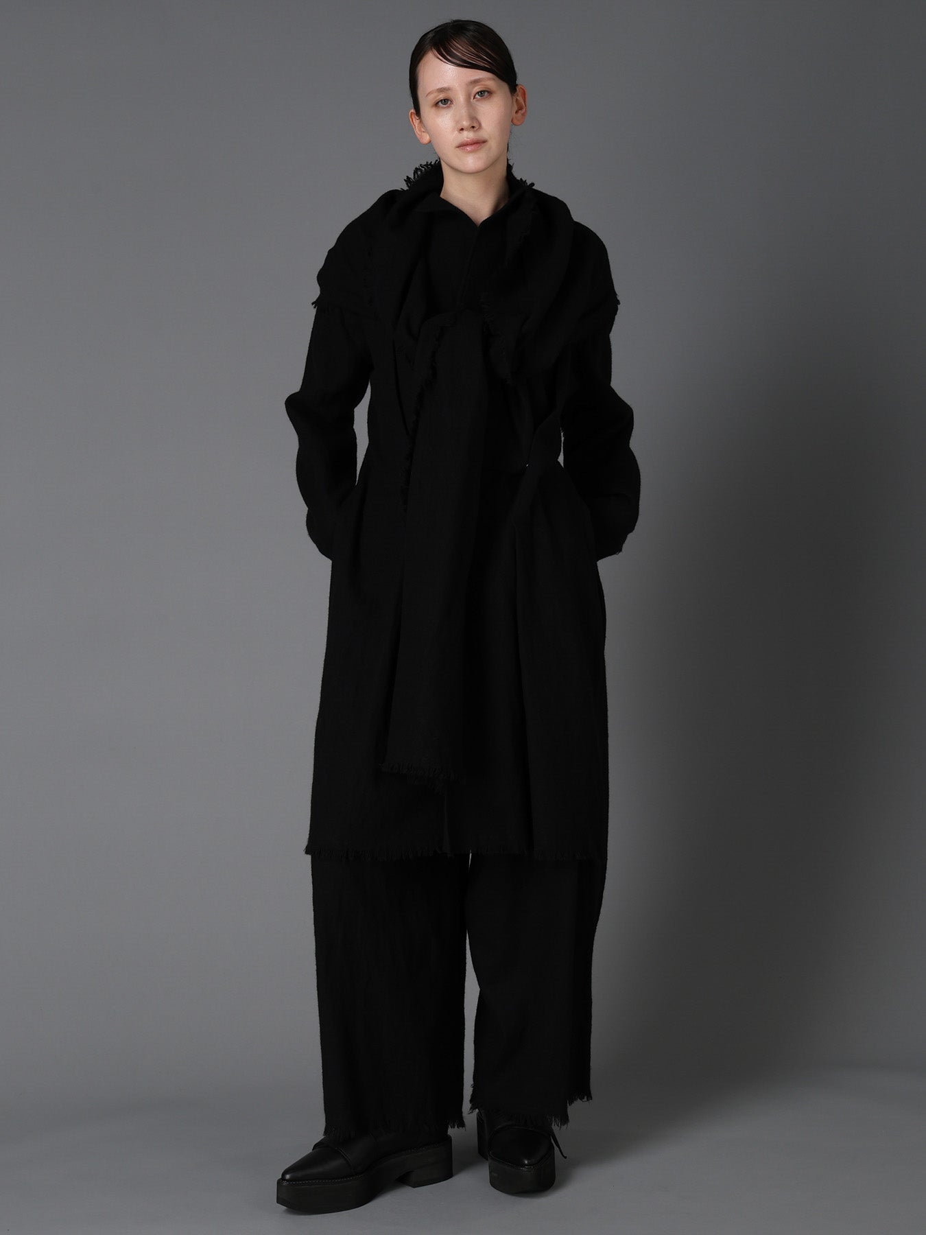 HERRINGBONE SCARF COLLAR COAT – THE SHOP YOHJI YAMAMOTO