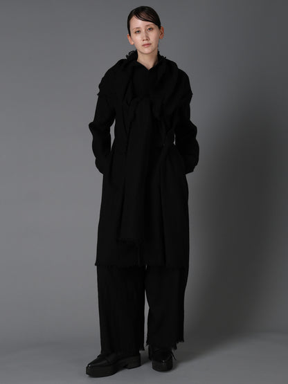 HERRINGBONE SCARF COLLAR COAT