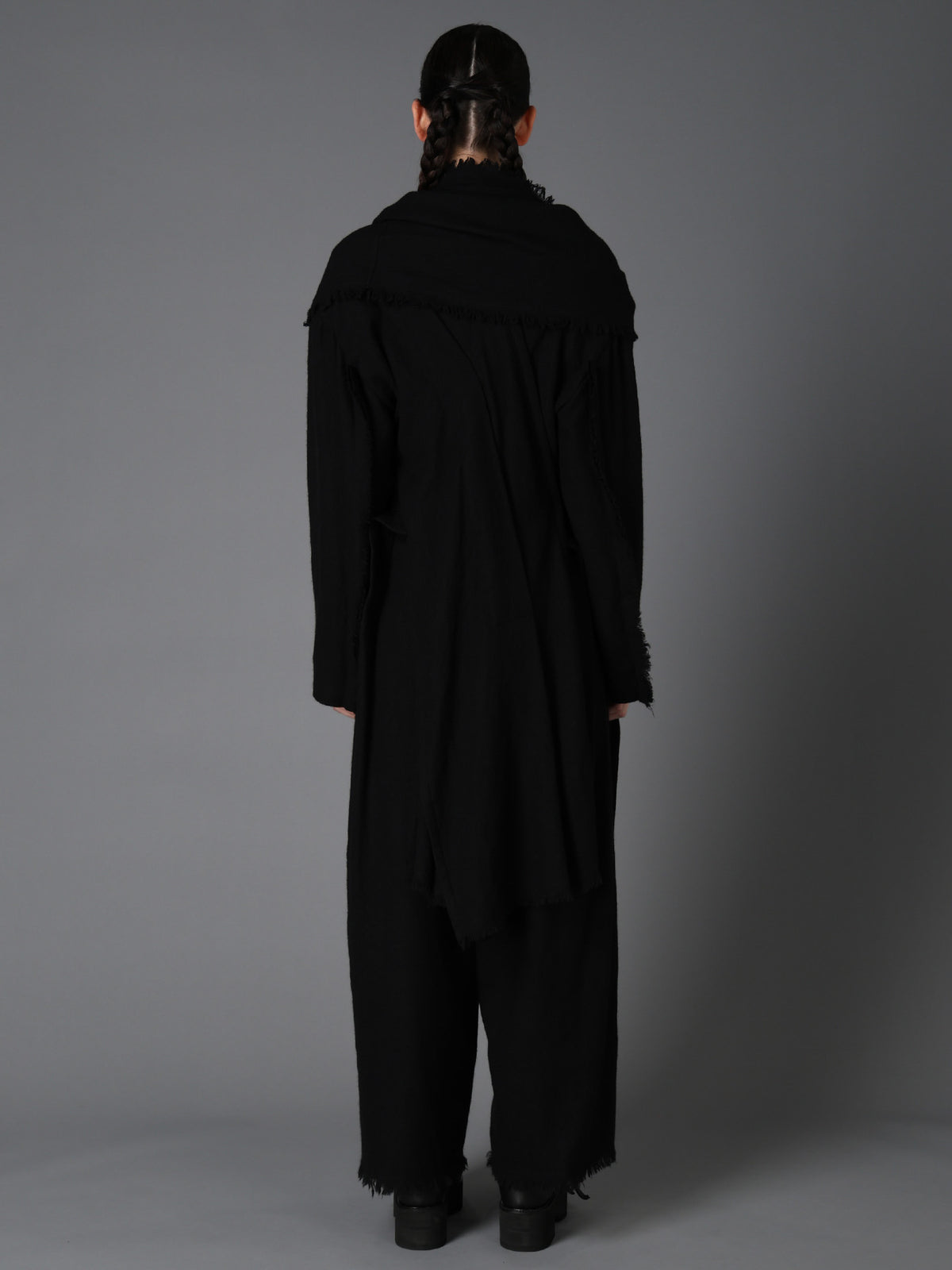 HERRINGBONE SCARF COLLAR COAT