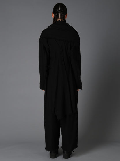 HERRINGBONE SCARF COLLAR COAT