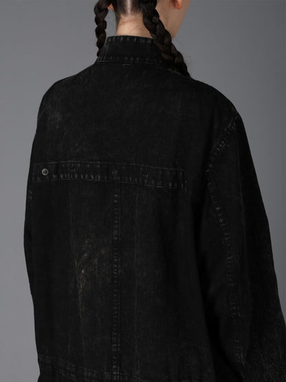 CHEMICAL BLEACHED DENIM MODS COAT