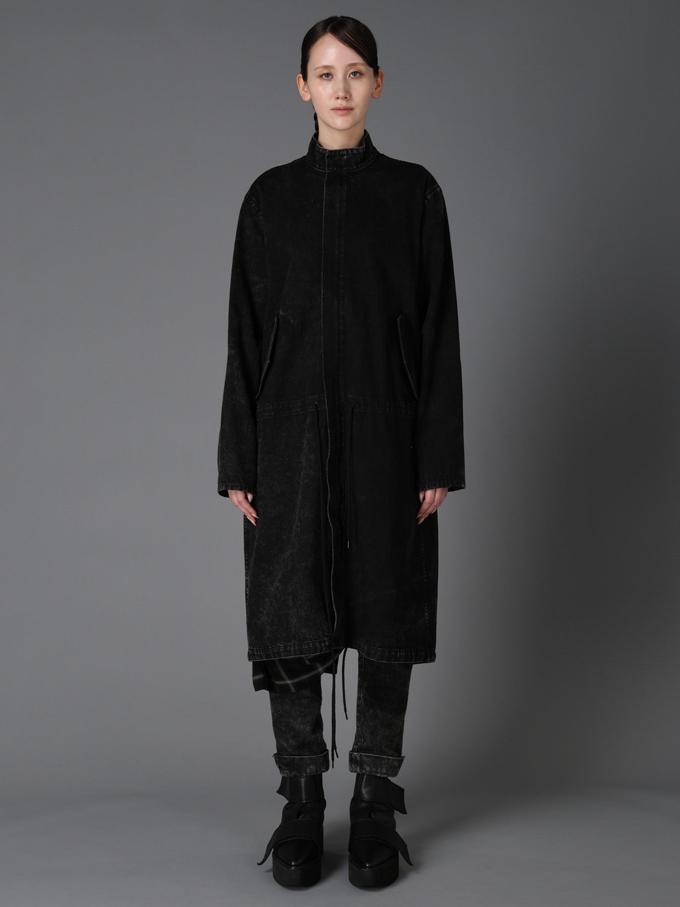 CHEMICAL BLEACHED DENIM MODS COAT – THE SHOP YOHJI YAMAMOTO