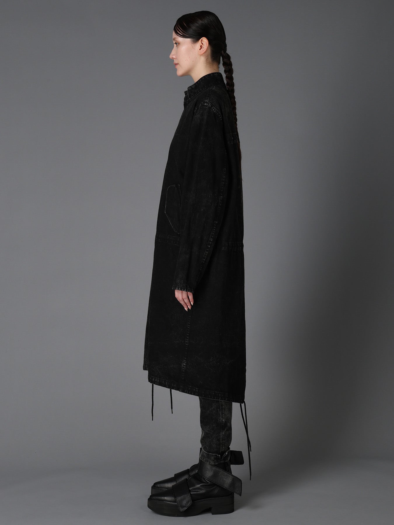 CHEMICAL BLEACHED DENIM MODS COAT
