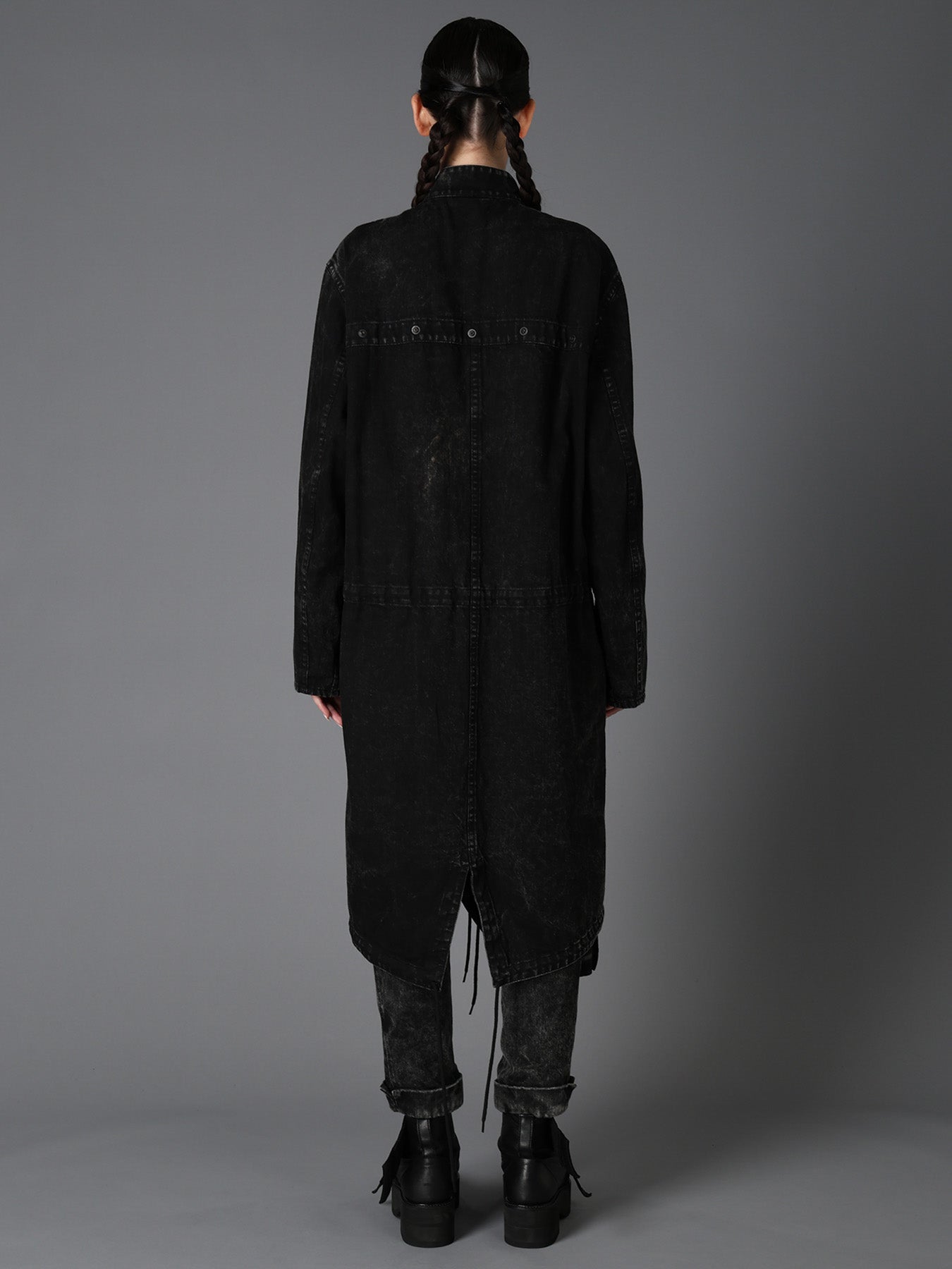 CHEMICAL BLEACHED DENIM MODS COAT – THE SHOP YOHJI YAMAMOTO