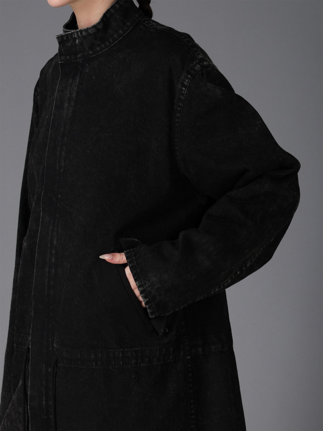 CHEMICAL BLEACHED DENIM MODS COAT