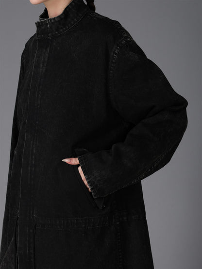 CHEMICAL BLEACHED DENIM MODS COAT
