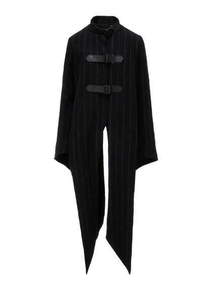 C/W STRIPE  BELTED LONG SLIT COAT