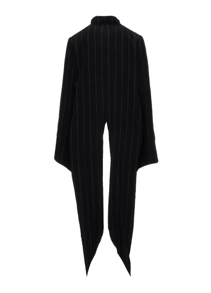 C/W STRIPE  BELTED LONG SLIT COAT