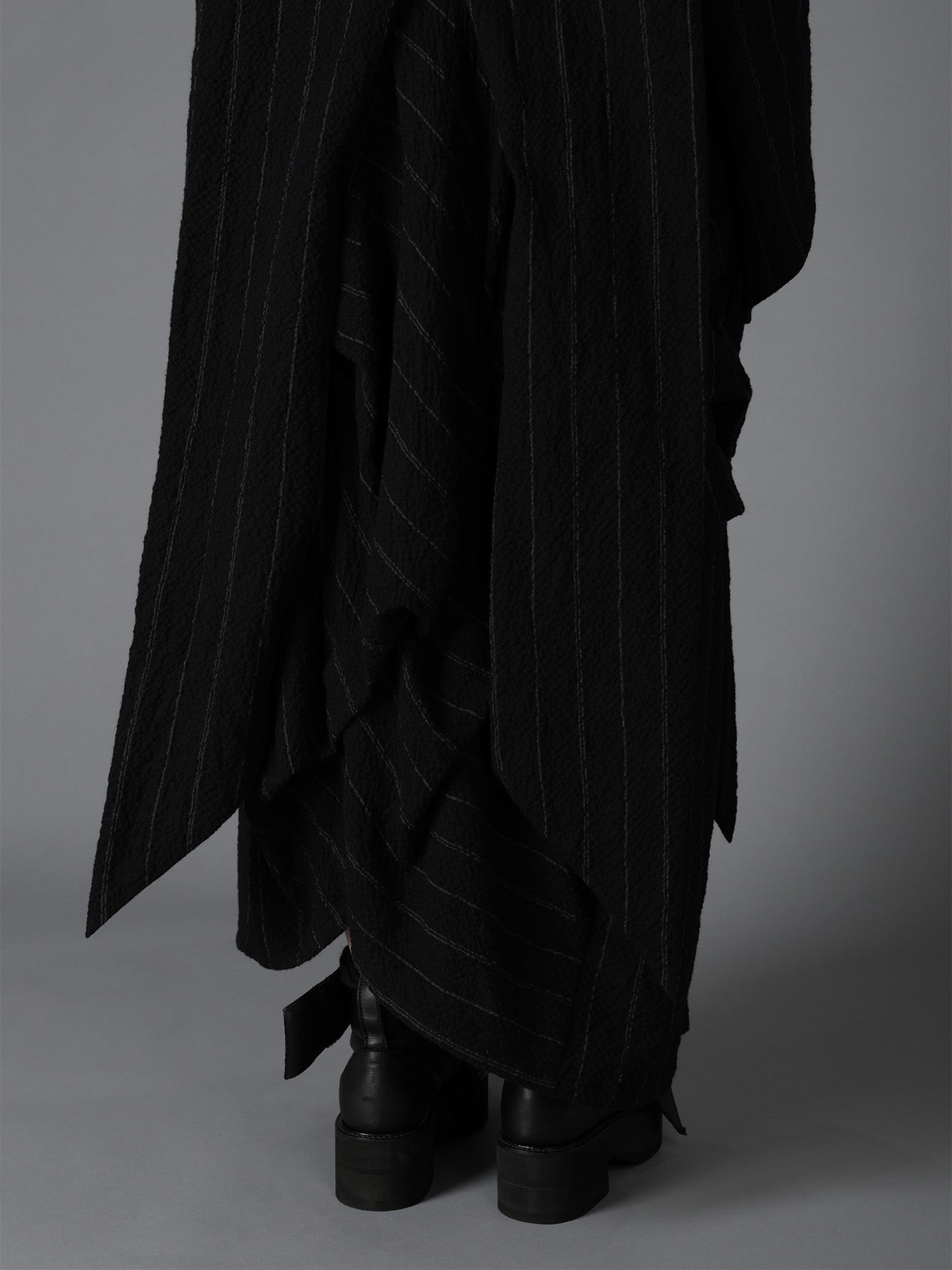 C/W STRIPE  BELTED LONG SLIT COAT