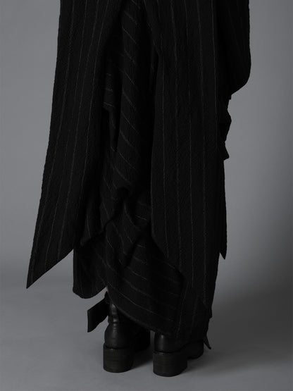 C/W STRIPE  BELTED LONG SLIT COAT