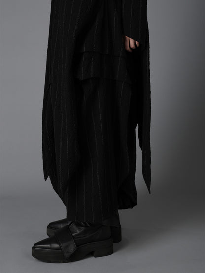 C/W STRIPE  BELTED LONG SLIT COAT