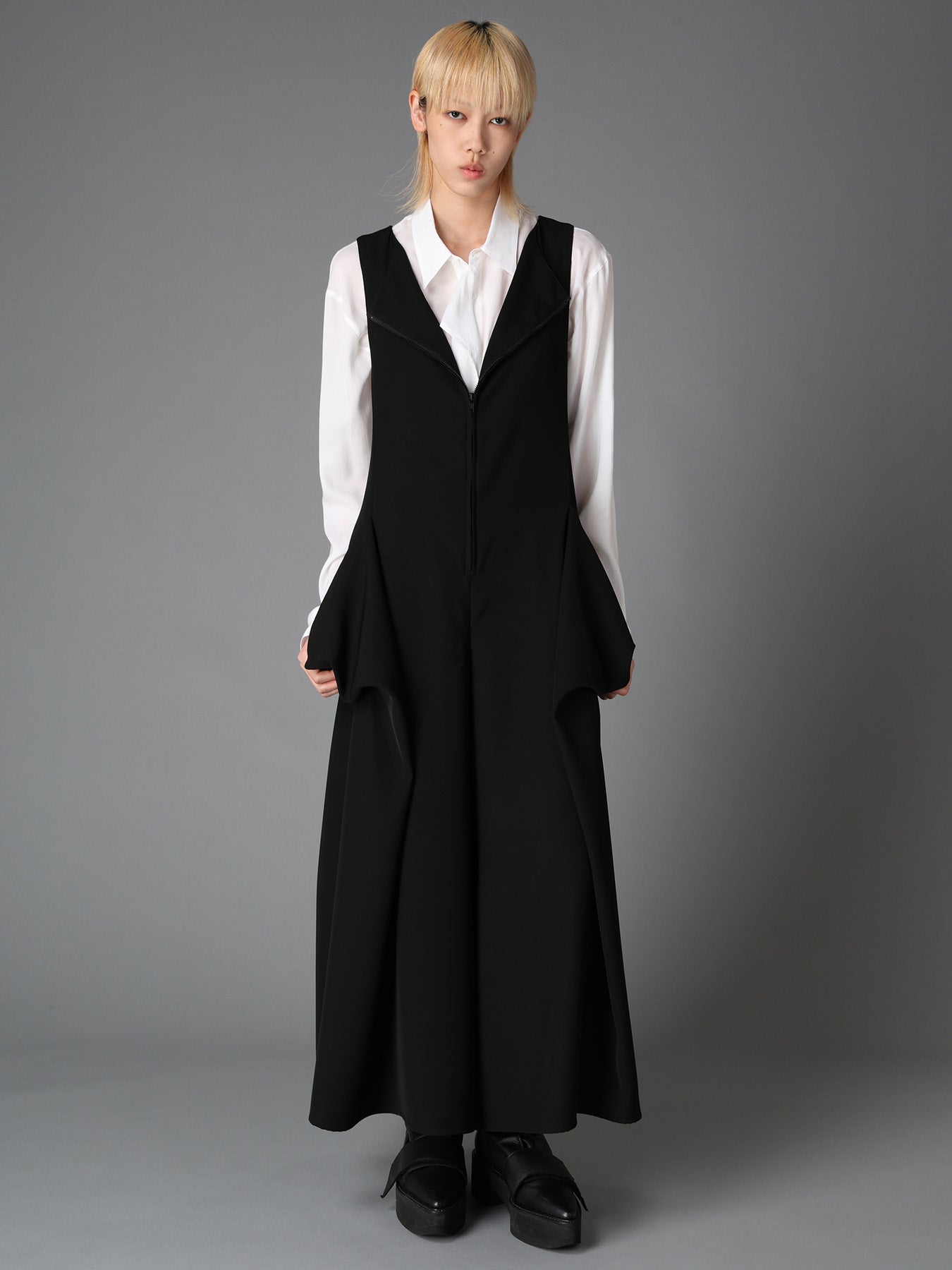 DOUBLE SATIN DRAPED POCKET JUMPSUIT