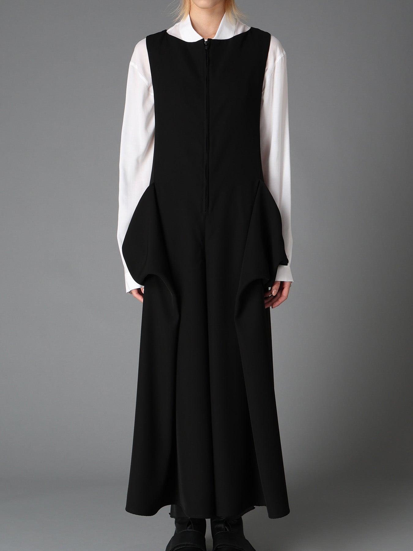 DOUBLE SATIN DRAPED POCKET JUMPSUIT