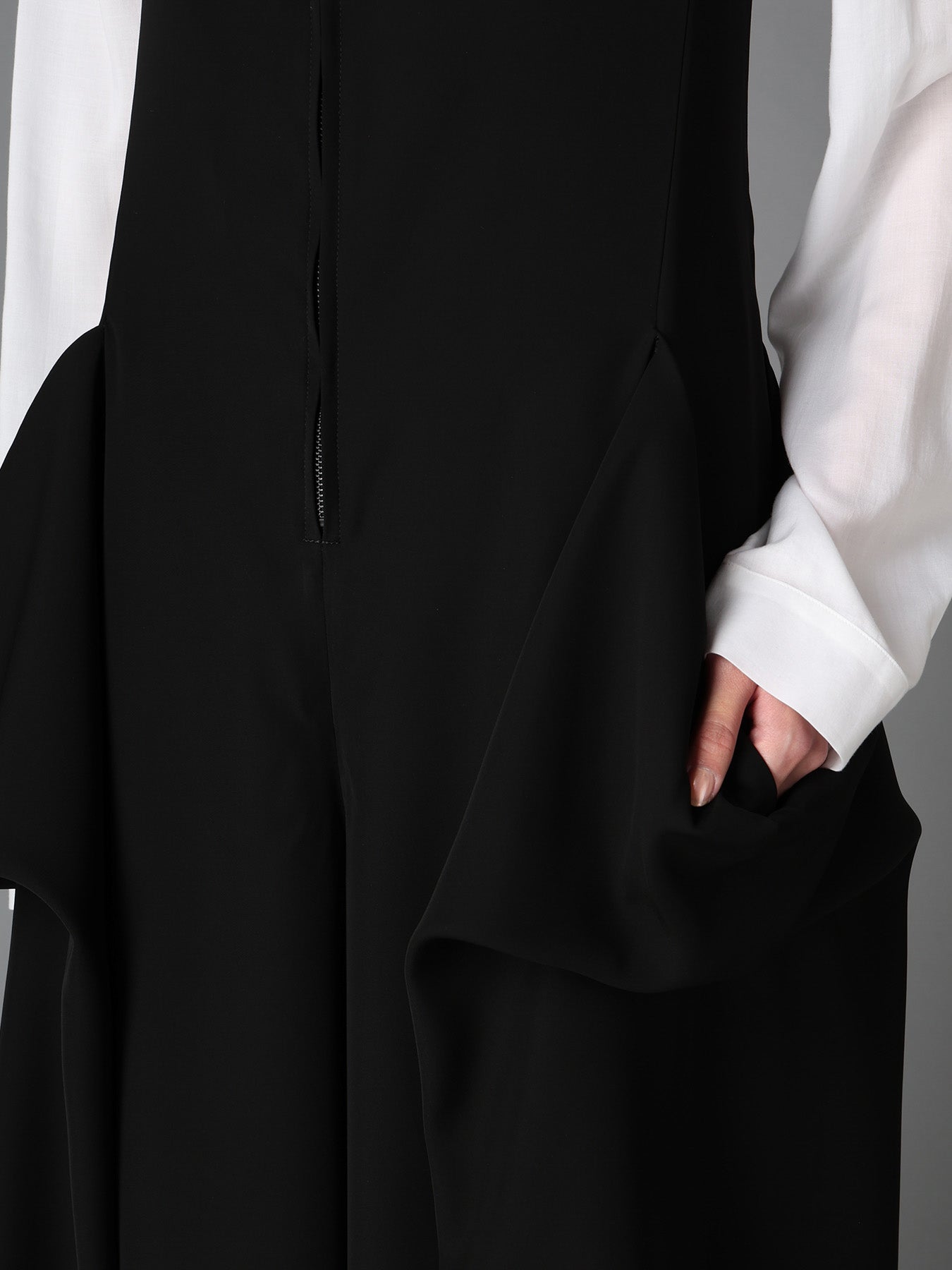 DOUBLE SATIN DRAPED POCKET JUMPSUIT