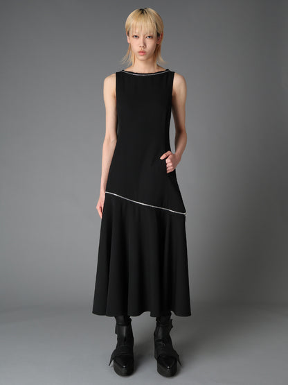 WOOL GABARDINE  ZIP PANEL DRESS