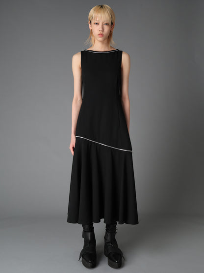 WOOL GABARDINE  ZIP PANEL DRESS