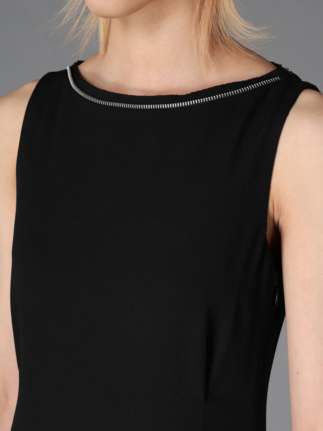 WOOL GABARDINE  ZIP PANEL DRESS