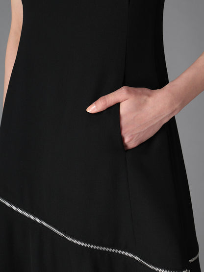 WOOL GABARDINE  ZIP PANEL DRESS