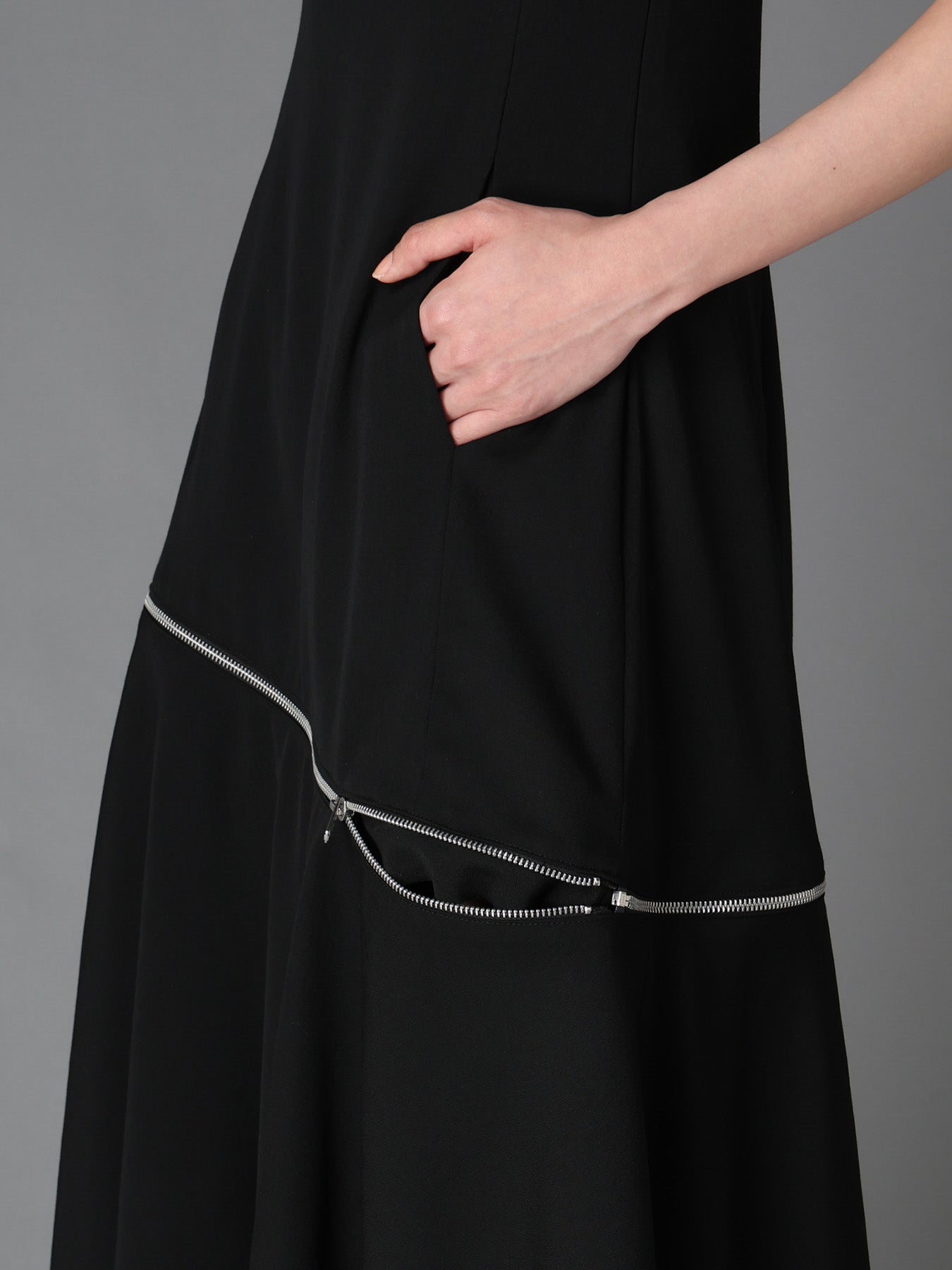 WOOL GABARDINE  ZIP PANEL DRESS