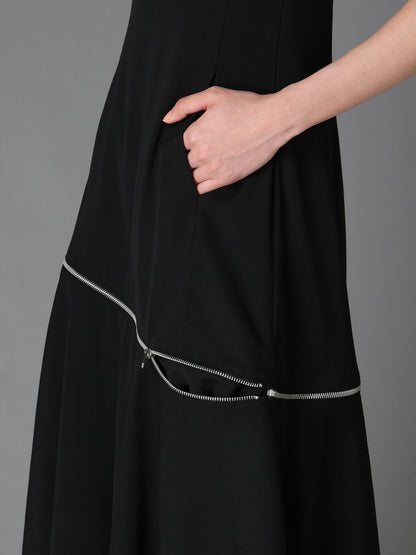 WOOL GABARDINE  ZIP PANEL DRESS