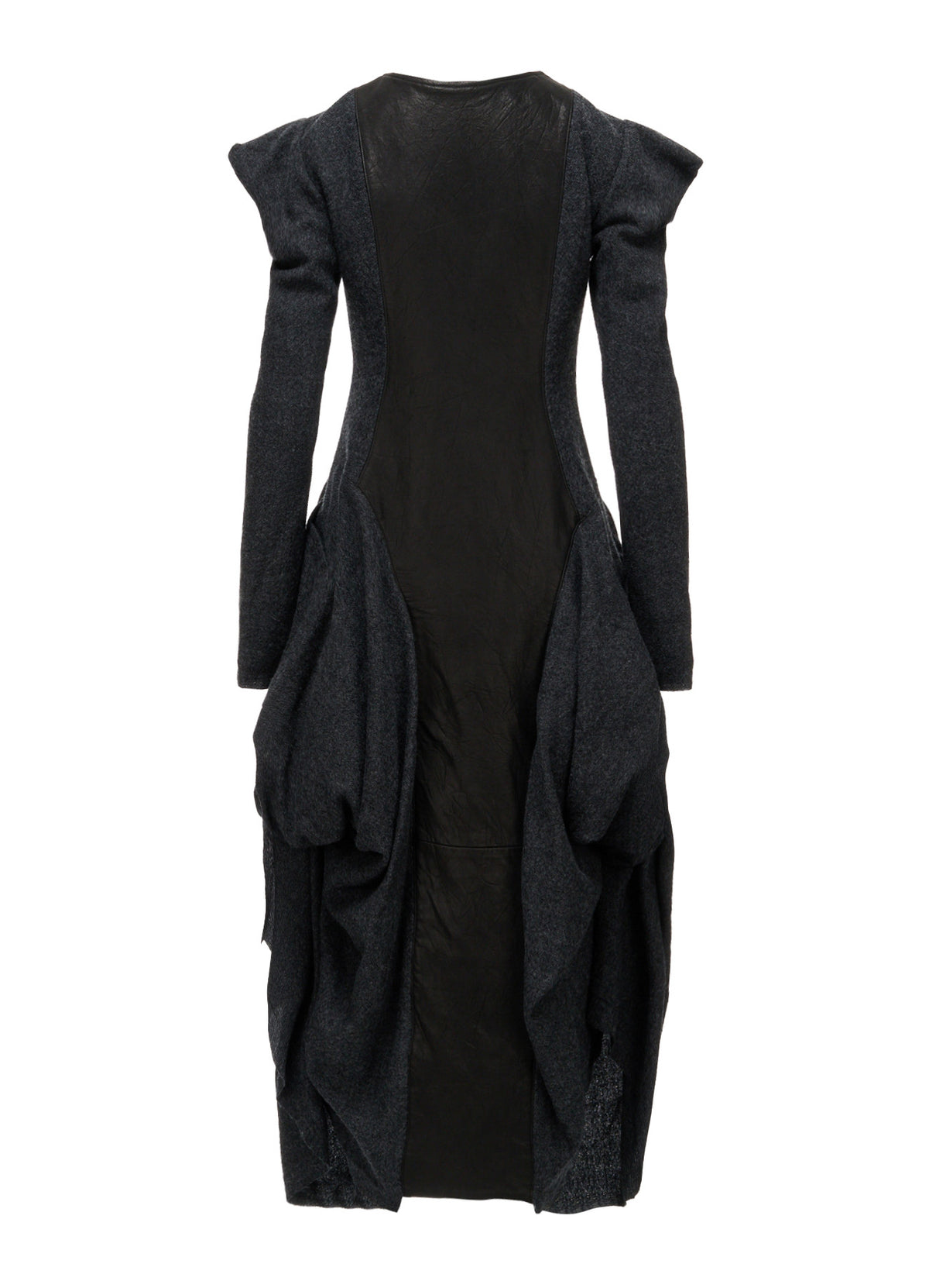 HERRINGBONE PUFF DETAIL DRAPED DRESS