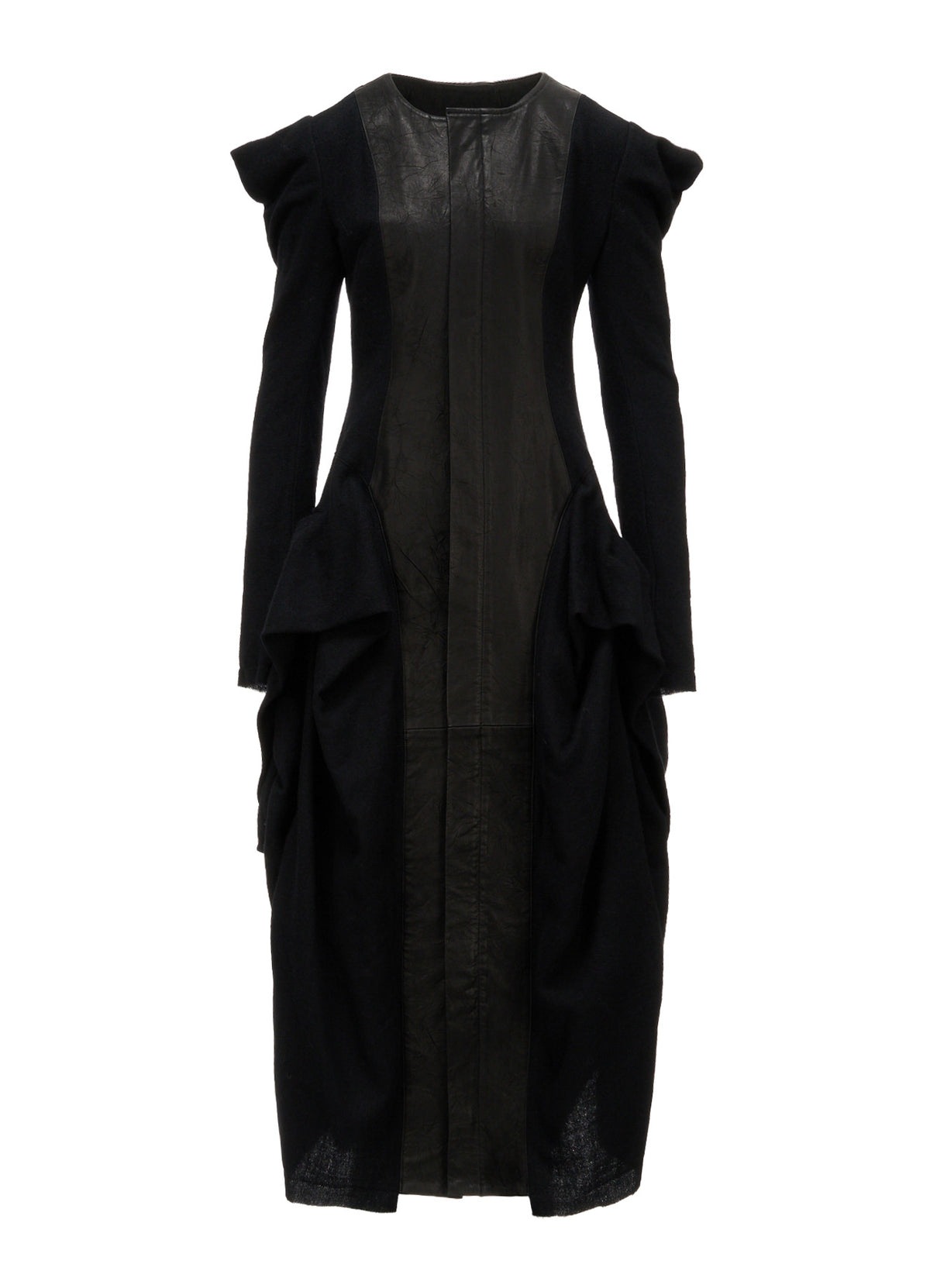 HERRINGBONE PUFF DETAIL DRAPED DRESS