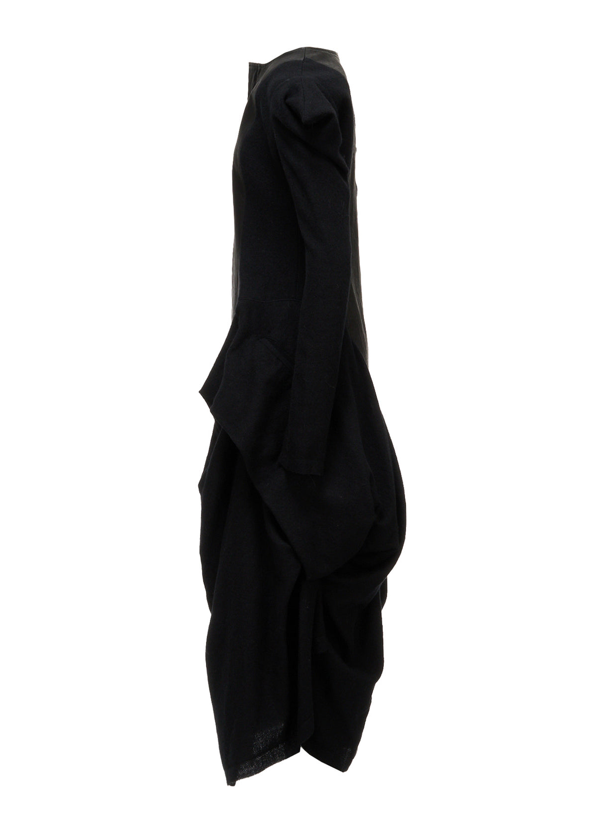 HERRINGBONE PUFF DETAIL DRAPED DRESS
