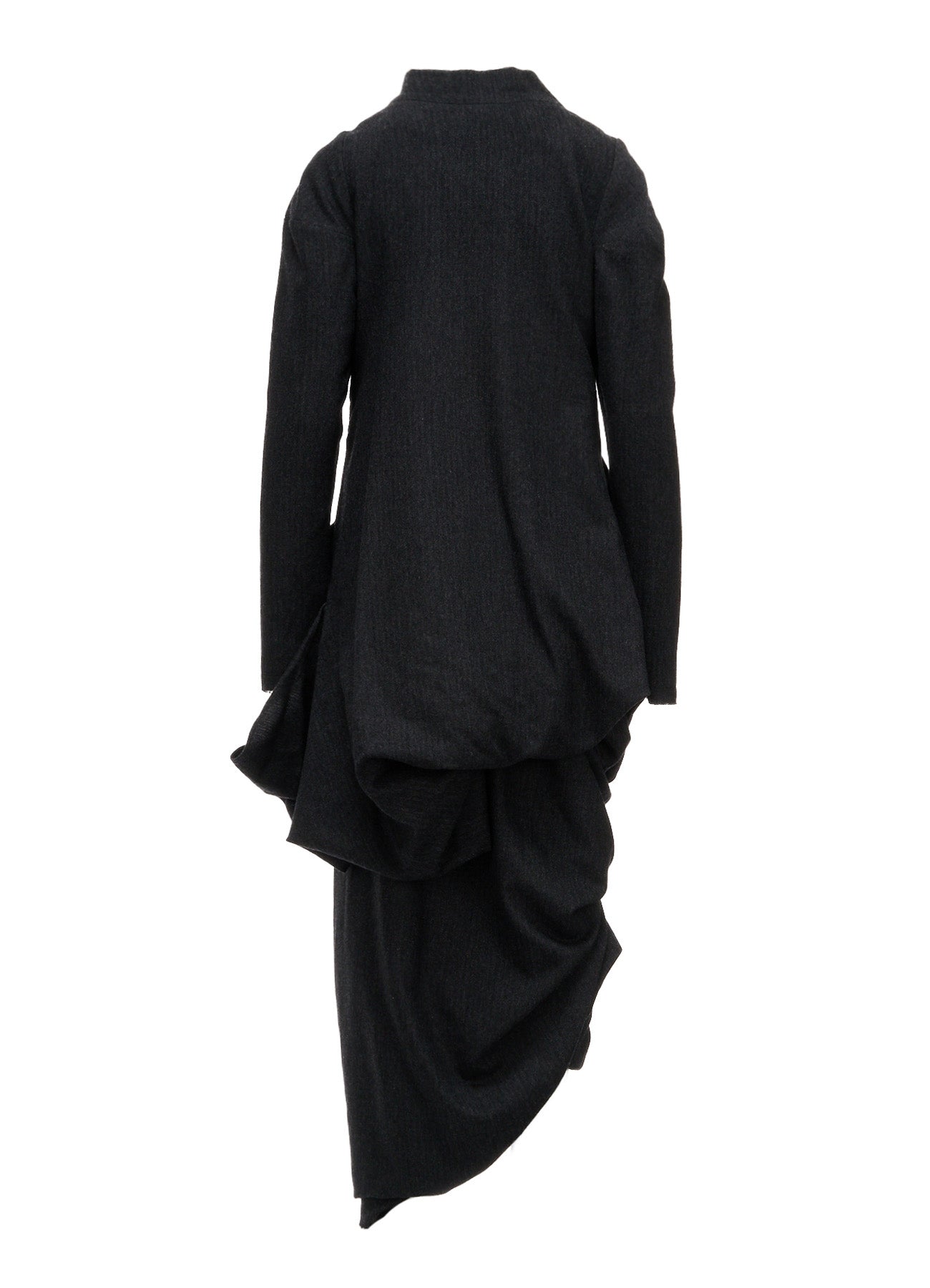 WOOL HERRINGBONE DRAPED DRESS