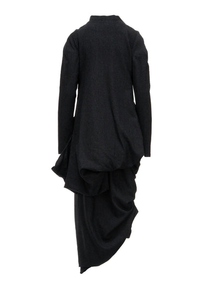 WOOL HERRINGBONE DRAPED DRESS