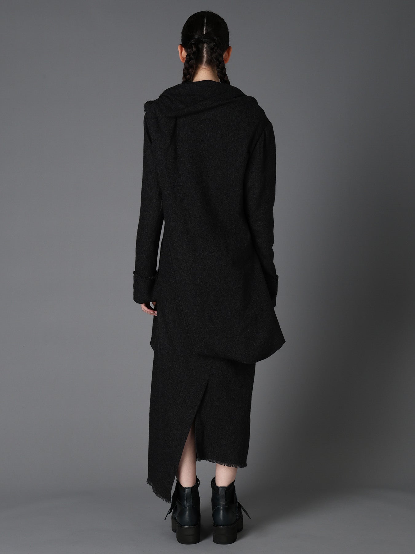 WOOL HERRINGBONE KNOT DETAIL DRESS