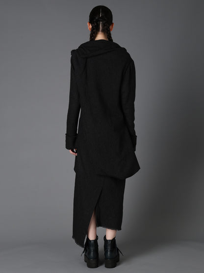 WOOL HERRINGBONE KNOT DETAIL DRESS