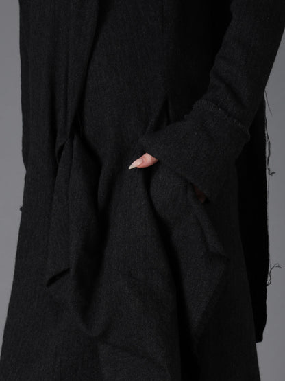 WOOL HERRINGBONE KNOT DETAIL DRESS