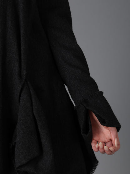 WOOL HERRINGBONE KNOT DETAIL DRESS