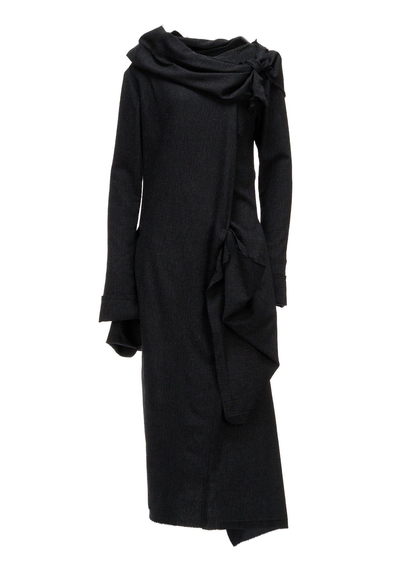 WOOL HERRINGBONE KNOT DETAIL DRESS
