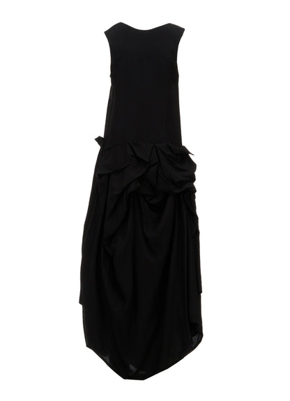 HIGH TWIST GABARDINE DRAPED SKIRT DRESS
