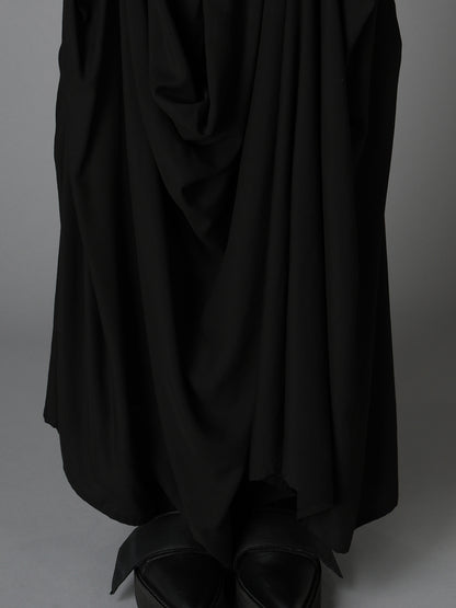 HIGH TWIST GABARDINE DRAPED SKIRT DRESS